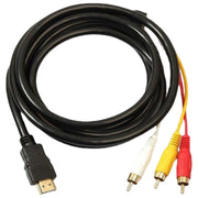 HDMIケーブル プラグ変換ケーブル AVケーブル PCケーブル 周辺機器 HDMI A/M RCA 3単方向 信号変換無 1.5m オス DVD TV 映像 オフィス 会議