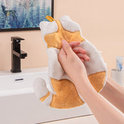 ハンドタオル ループ付き 猫 ネコ お手拭き 日用品 キッチン 台所 バス用品 ミニタオル 紐付き 吊り下げ 引っかけ かわいい アニマル 動物 尻尾 洗面所 手洗い 吸水 子供 キッズ 雑貨