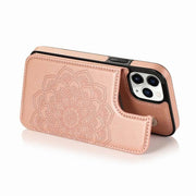 iPhoneケース スマホケース 手帳型 背面保護 傷防止 汚れ防止 スタンド機能 フェイクレザー レザー調 マグネットボタン フラワー お花 彫り模様 お洒落 可愛い iPhoneカバー スマホカバー スマートフォンケース アイフォンケース プチギフト 贈り物