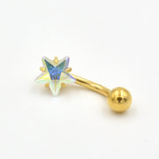 へそピアス 14G レディース 1個 アクセサリー ボディピアス バナナバーベル へそピ ヘソピ 軟骨 耳たぶ ヘリックス カーブバーベル セカンドピアス ラインストーン 14ゲージ 1.6mm 片耳 つけっぱなし ベリー イヤーロブ 舌 眉 トラガス 臍 口 リップ インナーコンク ビジュー 星 スター シンプル おしゃれ かわいい 女性 プレゼント ギフト 贈り物 誕生日