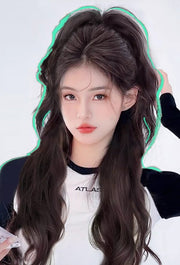 部分ウィッグ ポイントウィッグ バンスクリップ 付け毛 レディース 女性 ヘアアクセサリー ファッション雑貨 ロングヘア 挑発 ウェーブ ストレート 40cm ポニーテール風 ボリューム ブラック ブラウン シンプル カジュアル かわいい キュート