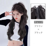 部分ウィッグ ポイントウィッグ バンスクリップ 付け毛 レディース 女性 ヘアアクセサリー ファッション雑貨 ロングヘア 挑発 ウェーブ ストレート 40cm ポニーテール風 ボリューム ブラック ブラウン シンプル カジュアル かわいい キュート