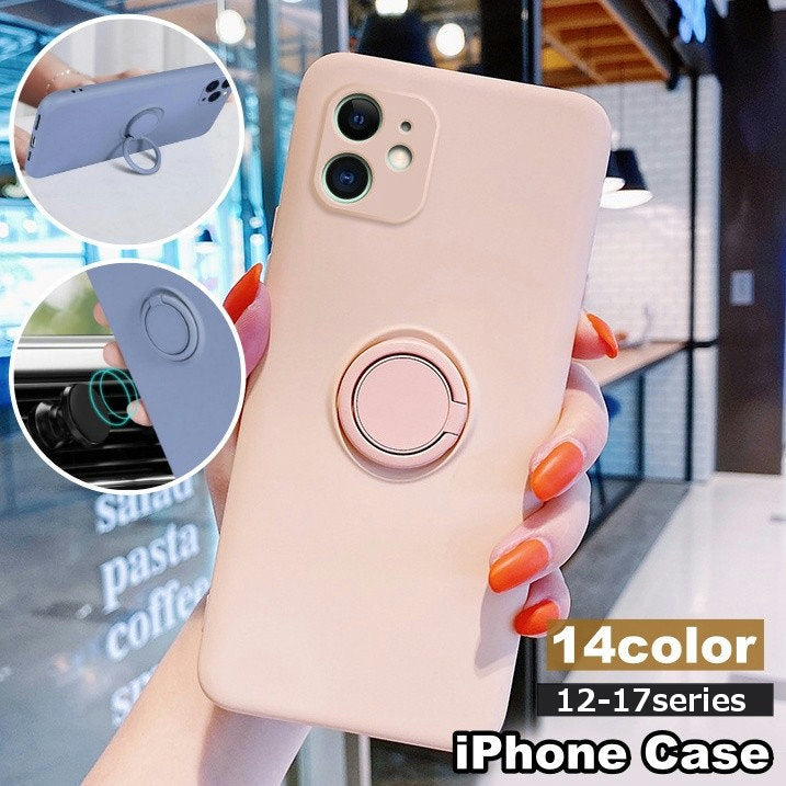 iPhone用ケース スマホケース 保護ケース リング付き スマホリング スマホスタンド 磁気吸着 ソフト 背面保護 傷防止 汚れ防止 シンプル 可愛い お洒落 iPhoneカバー スマホカバー スマートフォンケース アイフォンケース プチギフト 贈り物