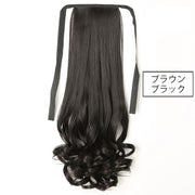 ポイントウィッグ 部分ウィッグ ポニーテール 28cm 38cm 48cm ロング リボン つけ毛 付け毛 エクステ 巻き髪 カール ウェーブ 自然 ナチュラル レディース 女性用 ブラック ブラウン ヘアアレンジ 簡単 イメチェン イメージチェンジ