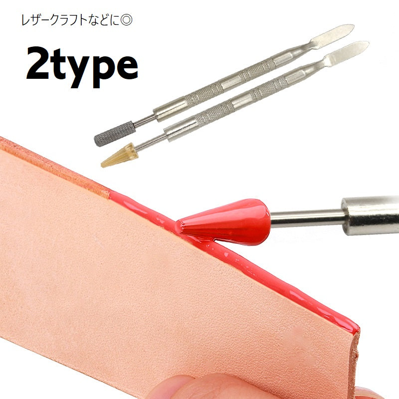 コバ塗り コバローラー ペン型 スティック型 両用 工具 DIY レザークラフト 仕上げ 筆 ヘラ ローラー 回転 ワックス塗り ニス塗り 転がす 模型作り 手芸 ハンドメイド ハンドクラフト ローラーペン シンプル 便利グッズ 道具 銀色