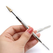 コバ塗り コバローラー ペン型 スティック型 両用 工具 DIY レザークラフト 仕上げ 筆 ヘラ ローラー 回転 ワックス塗り ニス塗り 転がす 模型作り 手芸 ハンドメイド ハンドクラフト ローラーペン シンプル 便利グッズ 道具 銀色