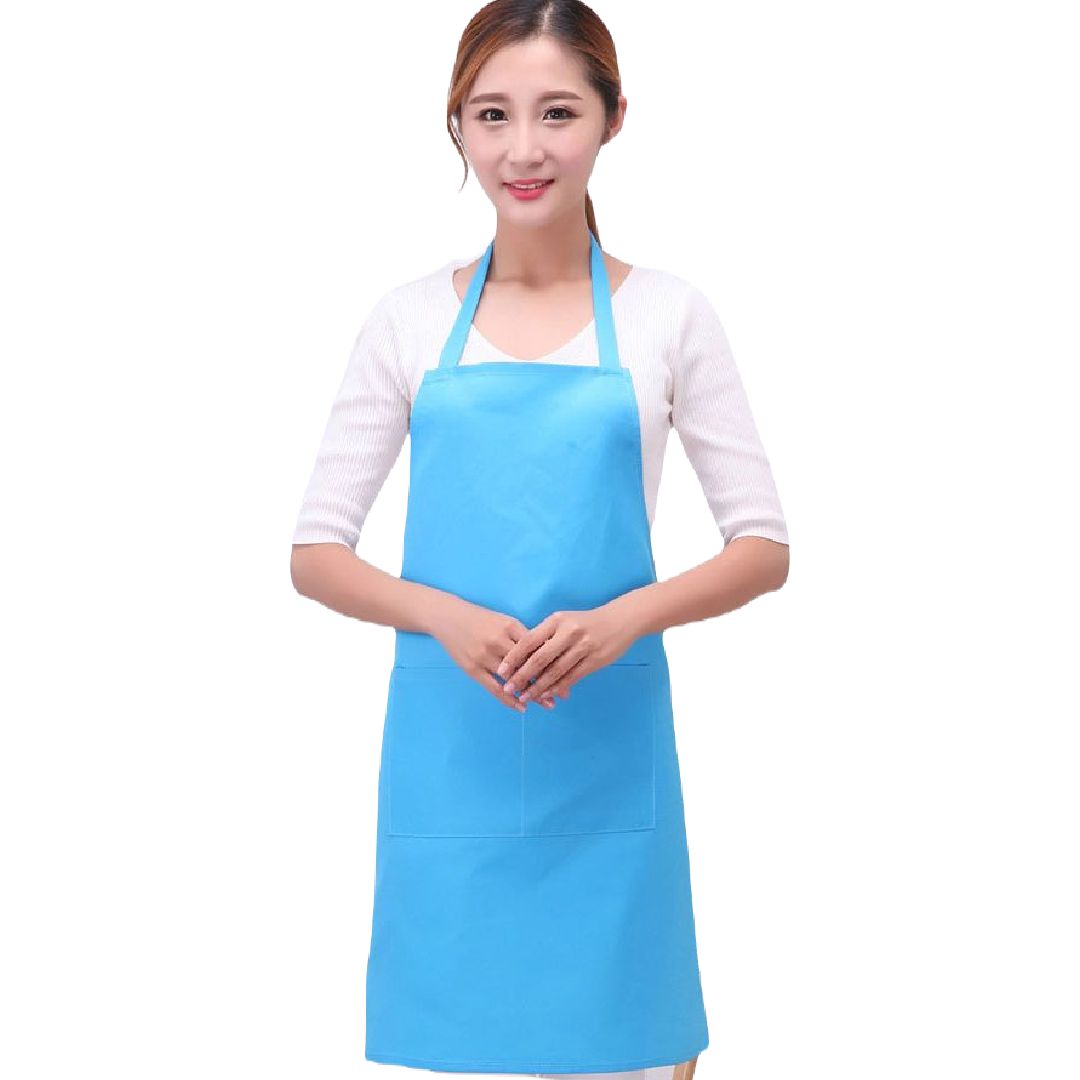 エプロン カフェエプロン キッチンエプロン 前掛け レディース 女性 ブルー バリエーション画像
