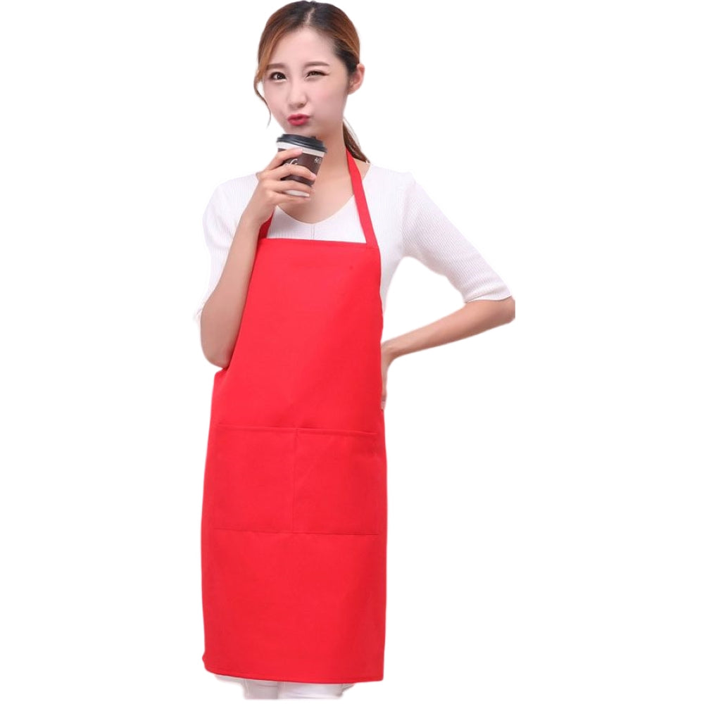 エプロン カフェエプロン キッチンエプロン 前掛け レディース 女性 レッド バリエーション画像