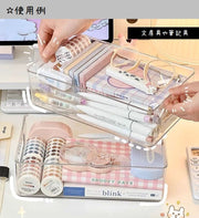 収納ボックス 小物入れ デスクオーガナイザー クリア 透明 メイク道具 コスメボックス 筆記用具 文房具 トレイ トレー ホームオフィス 書斎 長方形 正方形