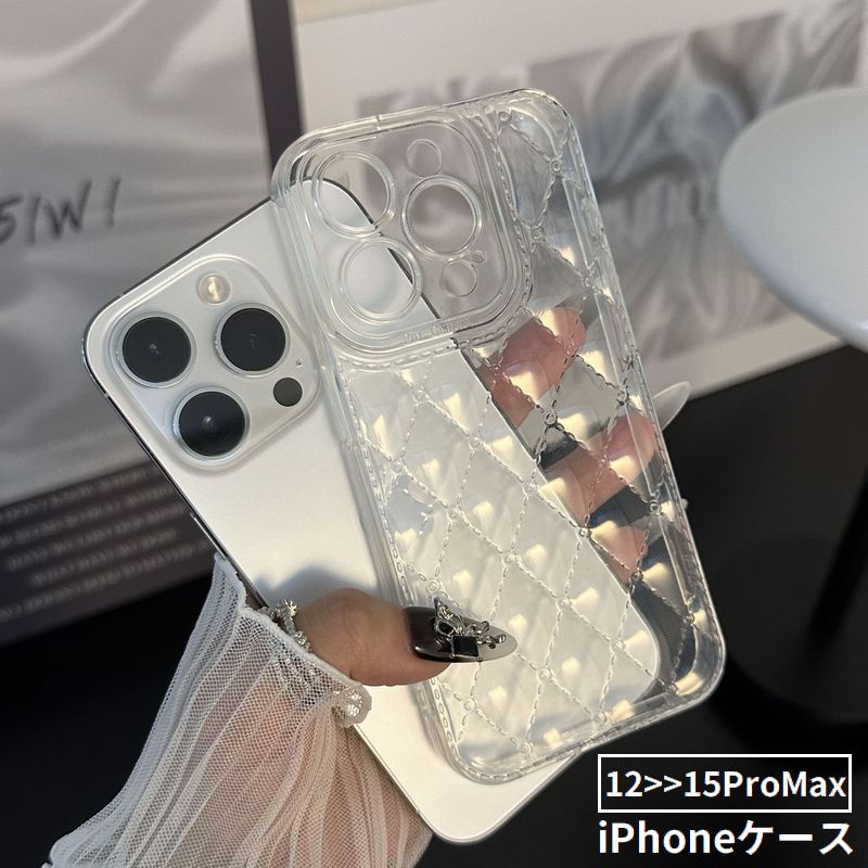 iPhone用ケース iPhone用カバー スマホケース シリコン 耐衝撃 カメラ保護 背面保護 薄型スリム 透明 クリア チェック