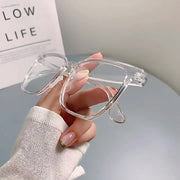 伊達メガネ ファッションメガネ 男女兼用 眼鏡 度なし ウェリントン型 セルフレーム フルリム クリア 透明 軽量 シンプル定番