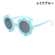 サングラス キッズ 子供 男の子 女の子 花 フラワー ラウンド型 カラーレンズ 色付きレンズ ヒョウ柄 UV400 紫外線対策 UVカット かわいい おしゃれ カジュアル お出かけ アイウェア ファッション小物 雑貨 セルフレーム マットカラー つや消し クリア カラバリ豊富