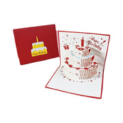 バースデーカード グリーティングカード 手紙 誕生日 3D HAPPYBIRTHDAY ケーキ ポップアップ 飛び出す 立体 メッセージカード かわいい おしゃれ