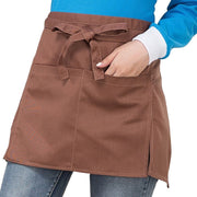 エプロン カフェエプロン レディース メンズ 男女兼用 ユニセックス 大人用 キッチン用品 日用品 前掛け ショート丈 ポケット付き スリット 汚れ防止 無地 単色 ブラック 黒 ブラウン シンプル おしゃれ