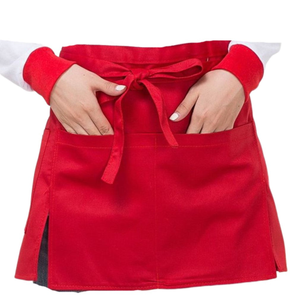 エプロン カフェエプロン レディース メンズ 男女兼用 ユニセックス 大人用 キッチン用品 日用品 前掛け ショート丈 ポケット付き スリット 汚れ防止 無地 単色 ブラック 黒 ブラウン シンプル おしゃれ