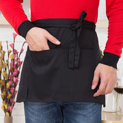 エプロン カフェエプロン レディース メンズ 男女兼用 ユニセックス 大人用 キッチン用品 日用品 前掛け ショート丈 ポケット付き スリット 汚れ防止 無地 単色 ブラック 黒 ブラウン シンプル おしゃれ