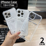 iPhone用ケース iPhone用カバー スマホケース カード収納 耐衝撃 カメラ保護 背面保護 クリア 透明 ソフト シンプル