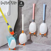 トイレブラシ シリコン製 トイレ掃除 アヒル型 あひる 掃除用具 トイレ用品 ケース付き 柄付きブラシ 床置き 壁付け ソフト 柔らか 一体型 便器ブラシ ユニーク おしゃれ かわいい 掃除道具 日用品雑貨