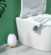 トイレブラシ シリコン製 トイレ掃除 アヒル型 あひる 掃除用具 トイレ用品 ケース付き 柄付きブラシ 床置き 壁付け ソフト 柔らか 一体型 便器ブラシ ユニーク おしゃれ かわいい 掃除道具 日用品雑貨