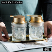 ソープディスペンサー ポンプボトル 200ml詰替え容器 ガラス ハンドソープ シャンプー クリア 透明 浴室 洗面所 キッチン