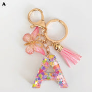 バッグチャーム キーホルダー キーリング レディース 女性 メンズ 男性 ユニセックス 男女兼用 お揃い ペアルック バッグ用アクセサリー カバン用アクセサリー ファッション雑貨 カニカン レバーカン 二重リング イニシャル アルファベット 蝶 バタフライ カラフル レインボー ポップ カジュアル トロピカル風 南国風 ハンドメイド風 推し活
