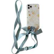 iPhoneケース スマホケース iPhoneカバー スマホカバー ショルダーストラップ付き スマホアクセサリー スマホ雑貨 幾何学模様 ラメ 半透明 リボン 肩掛け ピンク ブルー 可愛い キュート ガーリー おしゃれ 華やか