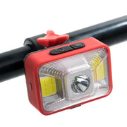 ヘッドライト LED 充電式 USB ベルト付き 自転車 テールライト 夜間 登山 釣り アウトドア 明るい レッド ブルー リチウム