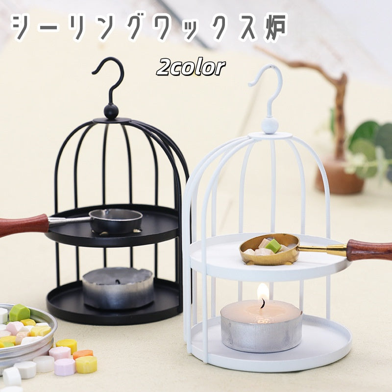 シーリングワックス炉 キャンドルホルダー シーリングスタンプ用品 封蝋 ろうそく 鳥かご風 フック付き ドーム型 おしゃれ かわいい DIY ハンドメイド デコレーション 手紙 手帳 カード