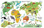 ウォールステッカー 壁紙シール 世界地図 ワールドマップ MAP アニマル 動物分布地図 生息地図 英語 アルファベット カラフル おしゃれ シンプル ルームデコレーション ウォールデコレーション 壁面装飾 リフォーム パーティー イベント 飾り付け 雑貨 小物 インテリア 可愛い かわいい 英字