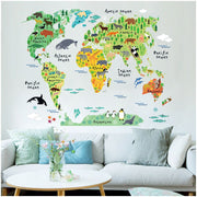 ウォールステッカー 壁紙シール 世界地図 ワールドマップ MAP アニマル 動物分布地図 生息地図 英語 アルファベット カラフル おしゃれ シンプル ルームデコレーション ウォールデコレーション 壁面装飾 リフォーム パーティー イベント 飾り付け 雑貨 小物 インテリア 可愛い かわいい 英字