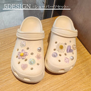 シューパーツ セット キッズ クロックス用 シューアクセサリー フラワー ハート クマ ウサギ 星 リボン キラキラ ラメ かわいい おしゃれ 子供 女の子