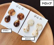 ピアス レディース アクセサリー 大ぶり 大理石風 べっ甲風 琥珀風 カラー おしゃれ きれいめ シンプル 大人女子 高級感