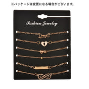 ブレスレット 6点セット アクセサリー レディース ファッション小物 チャーム ゴールドカラー ハート リボン かわいい おしゃれ シンプル ギフト 記念日 誕生日 プレゼント 贈り物 女性用
