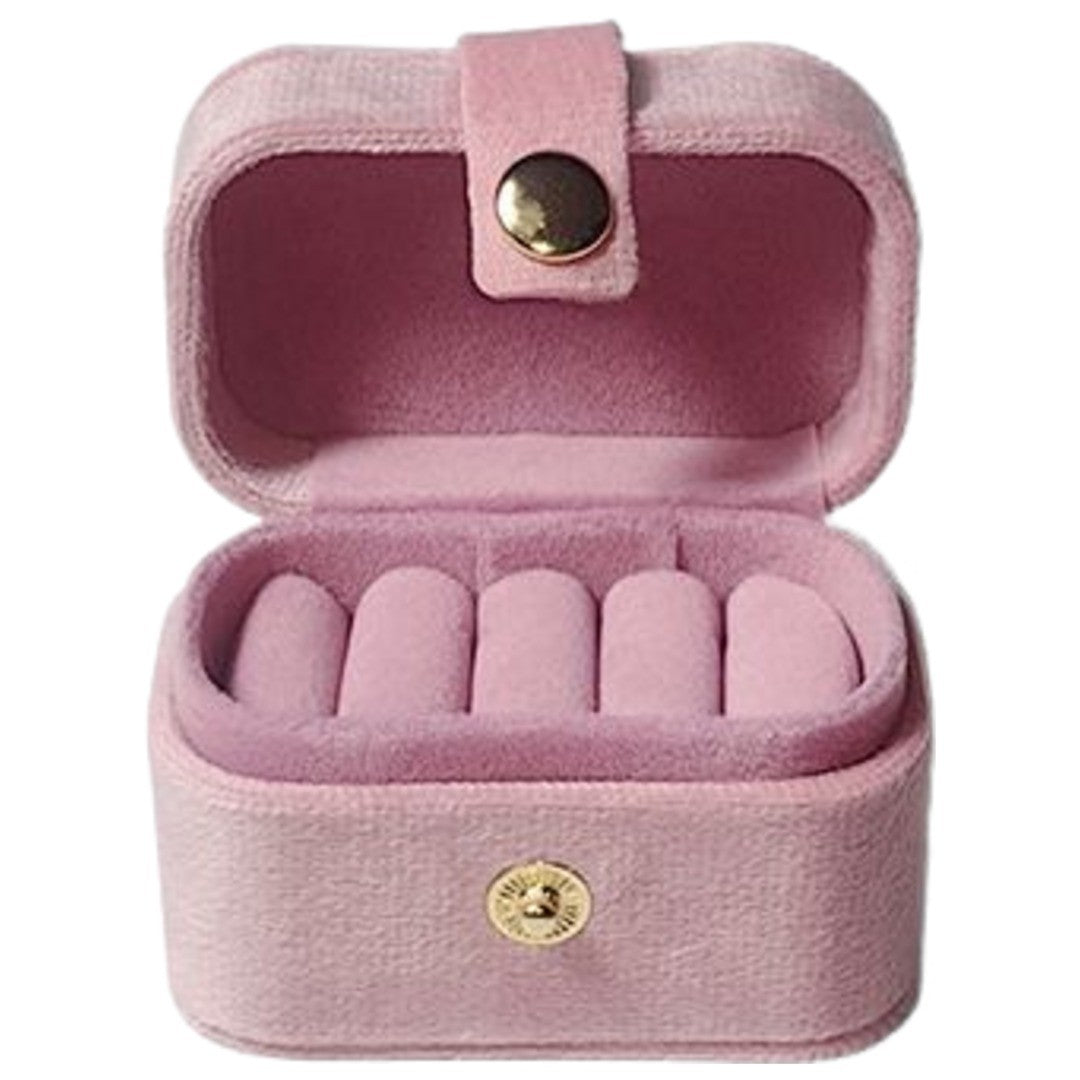 アクセサリーケース ジュエリーボックス 収納ケース 起毛 蓋付き 指輪 リング ピアス イヤリング コンパクト 小さめ 小型 ミニ スナップボタン かわいい 整理 整頓