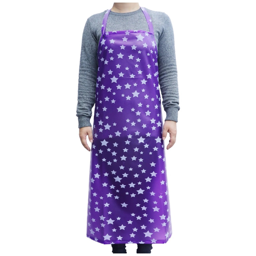 エプロン 首掛け キッチン クリーニング 大掃除 防水 防油 星柄 スター かわいい カジュアル 男女兼用