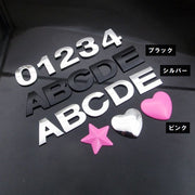 カーステッカー アルファベット ナンバー 英字 数字 車用品 カー用品 デカール 両面テープ付き 立体 3D 金属製 DIY 飾り デコレーション カスタム バイク ヘルメット おしゃれ シルバー ブラック レッド ピンク