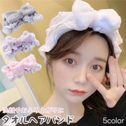 ヘアバンド タオル地 ヘアターバン タオルキャップ ヘッドバンド 吸水 リボン レース バスグッズ バス用品 洗顔用品 お風呂 かわいい 可愛い