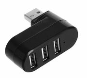 USBハブ 3ポート パソコン周辺機器 HUB USB2.0 回転式 外付け 携帯 データ転送 保存 充電 コンパクト ミニサイズ 便利グッズ シンプル スタイリッシュ 自宅 オフィス 事務用品 PC周辺機器 白 黒