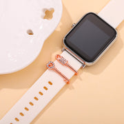 スマートウォッチアクセサリー AppleWatch用バンドチャーム 単品 1個 バンドアクセサリー アップルウォッチ用 ベルトアクセサリー ラインストーン 鍵 ハート 取付け簡単 シルバーカラー ゴールドカラー 装飾 飾り 可愛い おしゃれ