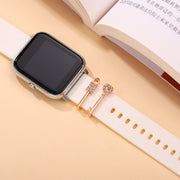 スマートウォッチアクセサリー AppleWatch用バンドチャーム 単品 1個 バンドアクセサリー アップルウォッチ用 ベルトアクセサリー ラインストーン 鍵 ハート 取付け簡単 シルバーカラー ゴールドカラー 装飾 飾り 可愛い おしゃれ