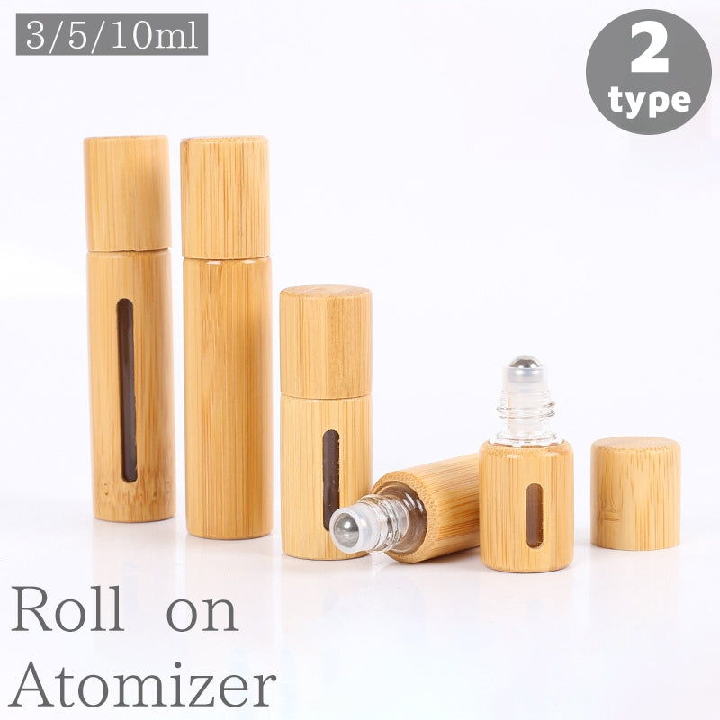 アトマイザー ロールオン 3ml 5ml 10ml 木製 パフュームボトル 透明窓 中身が見える 詰め替え容器 小分け 香水 コロン 持ち運び 携帯用 おしゃれ