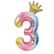 バルーン ナンバー 数字 飾り付け 40インチ グラデーション 王冠 クラウン 誕生日 記念日 イベント デコレーション プロポーズ お子様 ペット カップル パーティー