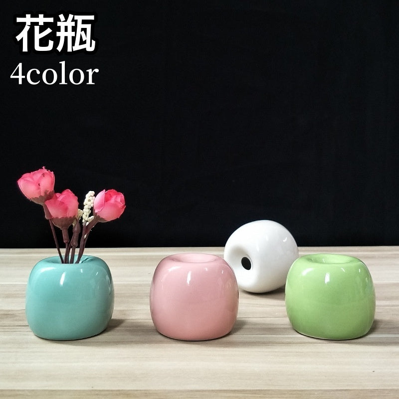 花瓶 花器 フラワーベース 陶器 置物 丸型 リンゴ型 シンプル フラワーアレンジメント インテリア リビング 玄関 お花 装飾 飾り おしゃれ