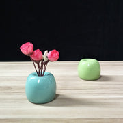 花瓶 花器 フラワーベース 陶器 置物 丸型 リンゴ型 シンプル フラワーアレンジメント インテリア リビング 玄関 お花 装飾 飾り おしゃれ