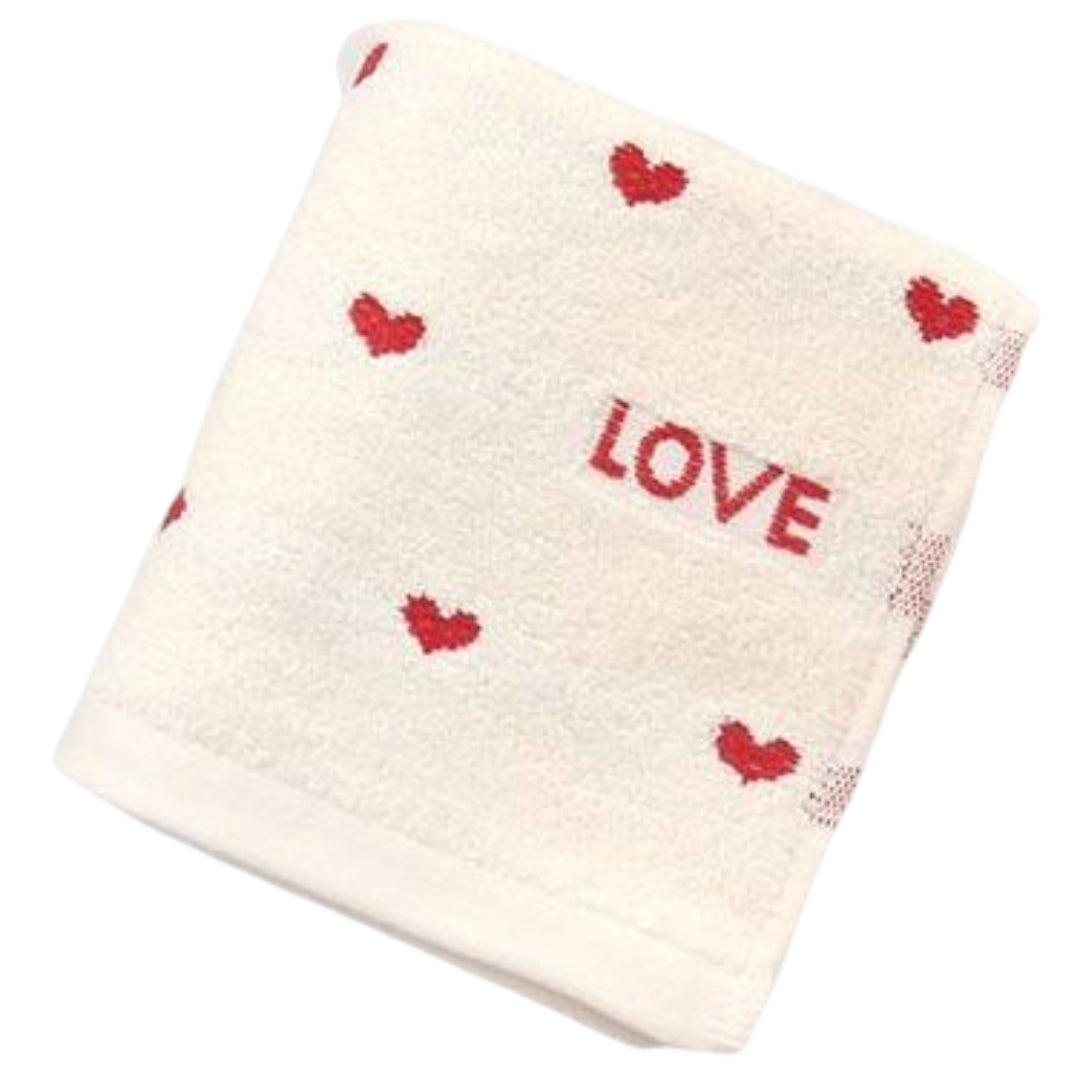 フェイスタオル 単品 1枚タオル たおる 34×74cm ハート LOVE 単色 シンプル 厚手 吸水 ふわふわ 柔らかい 洗顔 バス用品 バスグッズ かわいい 雑貨 韓国雑貨 新生活 おしゃれ 総柄