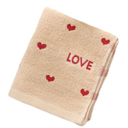 フェイスタオル 単品 1枚タオル たおる 34×74cm ハート LOVE 単色 シンプル 厚手 吸水 ふわふわ 柔らかい 洗顔 バス用品 バスグッズ かわいい 雑貨 韓国雑貨 新生活 おしゃれ 総柄