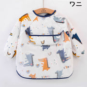 お食事エプロン スモック ベビー用品 キッズ 子供用 男の子 女の子 長袖 防水 ポケット付き 離乳食 お絵描き 工作 汚れ防止 可愛い おしゃれ 動物 恐竜 車