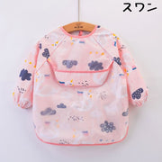 お食事エプロン スモック ベビー用品 キッズ 子供用 男の子 女の子 長袖 防水 ポケット付き 離乳食 お絵描き 工作 汚れ防止 可愛い おしゃれ 動物 恐竜 車