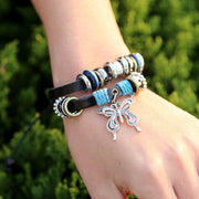 ブレスレット レディース 蝶 バタフライ レディースアクセサリー おしゃれ かわいい カジュアル ブラック 2連 2重