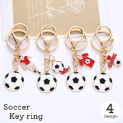 キーホルダー キーリング カラビナフック メタリック 金属製 メタル スマートキー 鍵 カギ かぎ サッカー 球技 スポーツ かわいい おしゃれ かっこいい シンプル スタイリッシュ 便利 部活 お揃い プレゼント 贈り物 ギフト ゴールドカラー